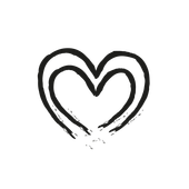A black and white drawing of a heart on a white background.