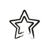 A black and white drawing of two stars on a white background.