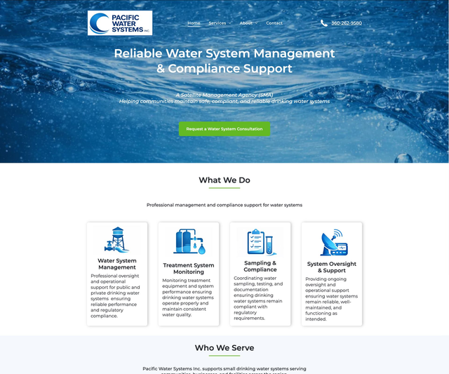 Website redesign for Pacific Water Treatment created by Sound Marketing Pros