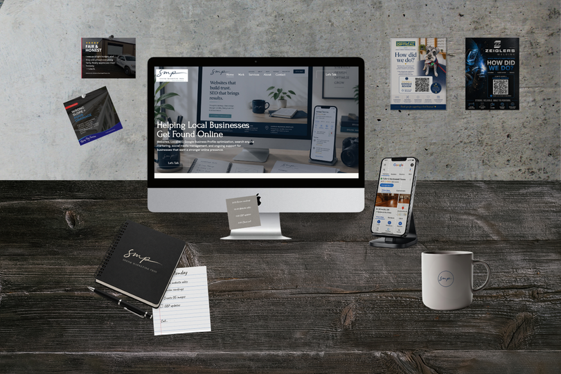 Website design and digital marketing workspace.