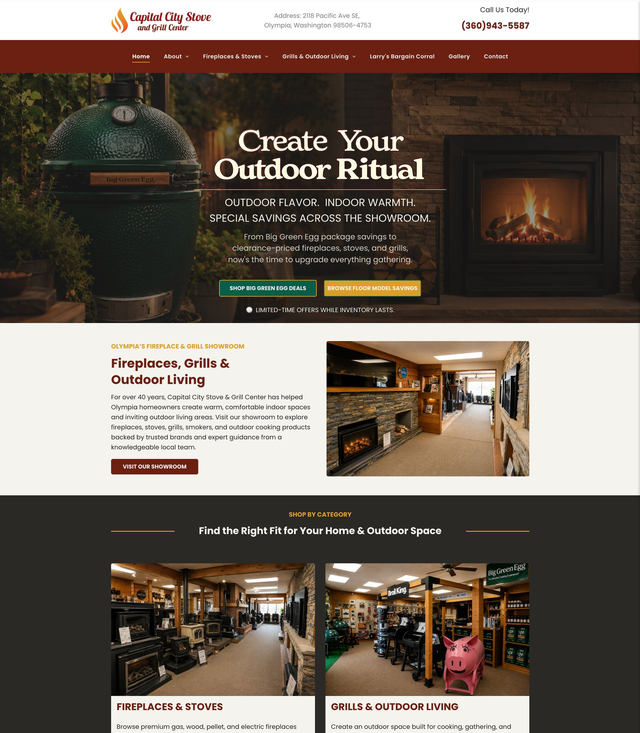 Custom website design for Capital City Stove & Grill Center by Sound Marketing Pros