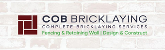 A logo for cob bricklaying complete bricklaying services