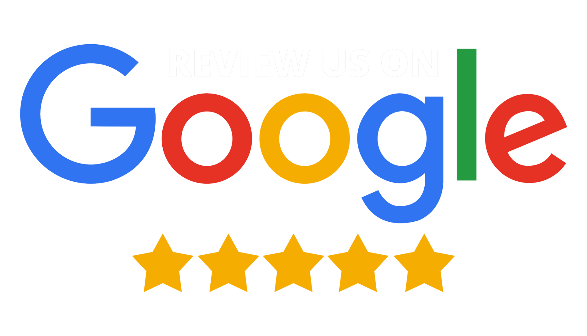 Google logo above five gold stars rating