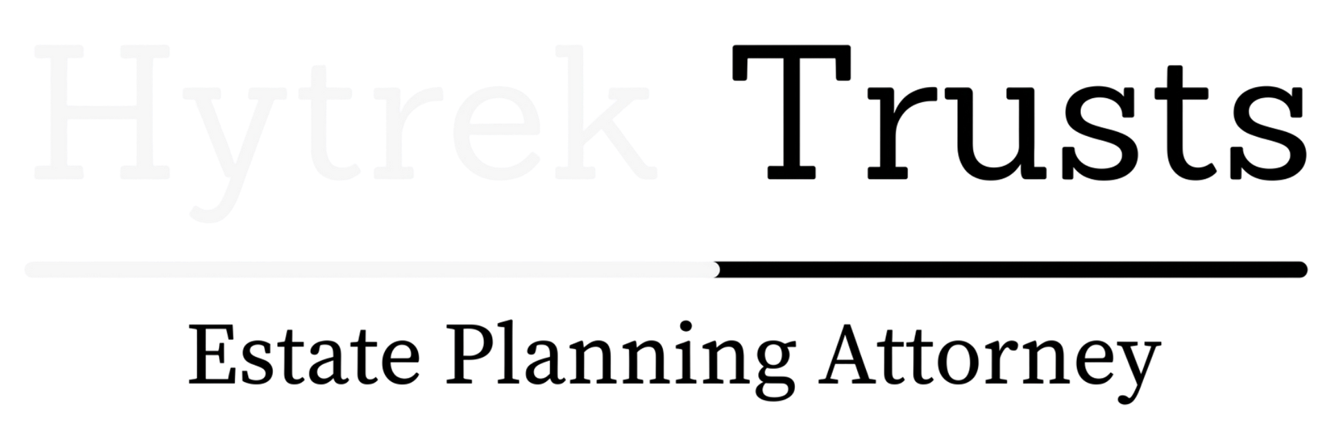 Hytrek Trusts logo with “Estate Planning Attorney” in black serif text on a white background