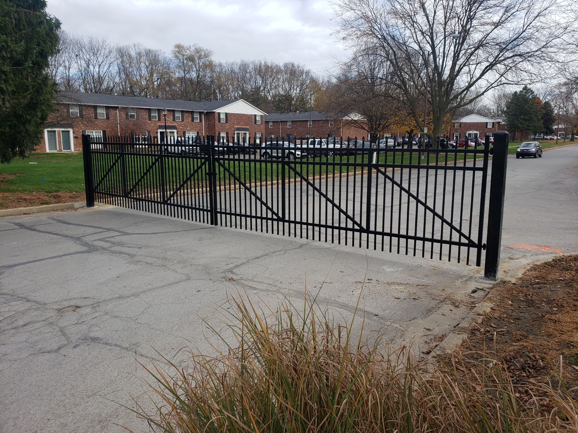 Black metal security gate