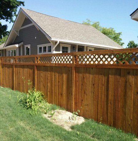 Wooden fence with lattice top