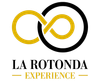 Logo per La Rotonda Experience con cerchi intrecciati dorati e neri sopra il testo.