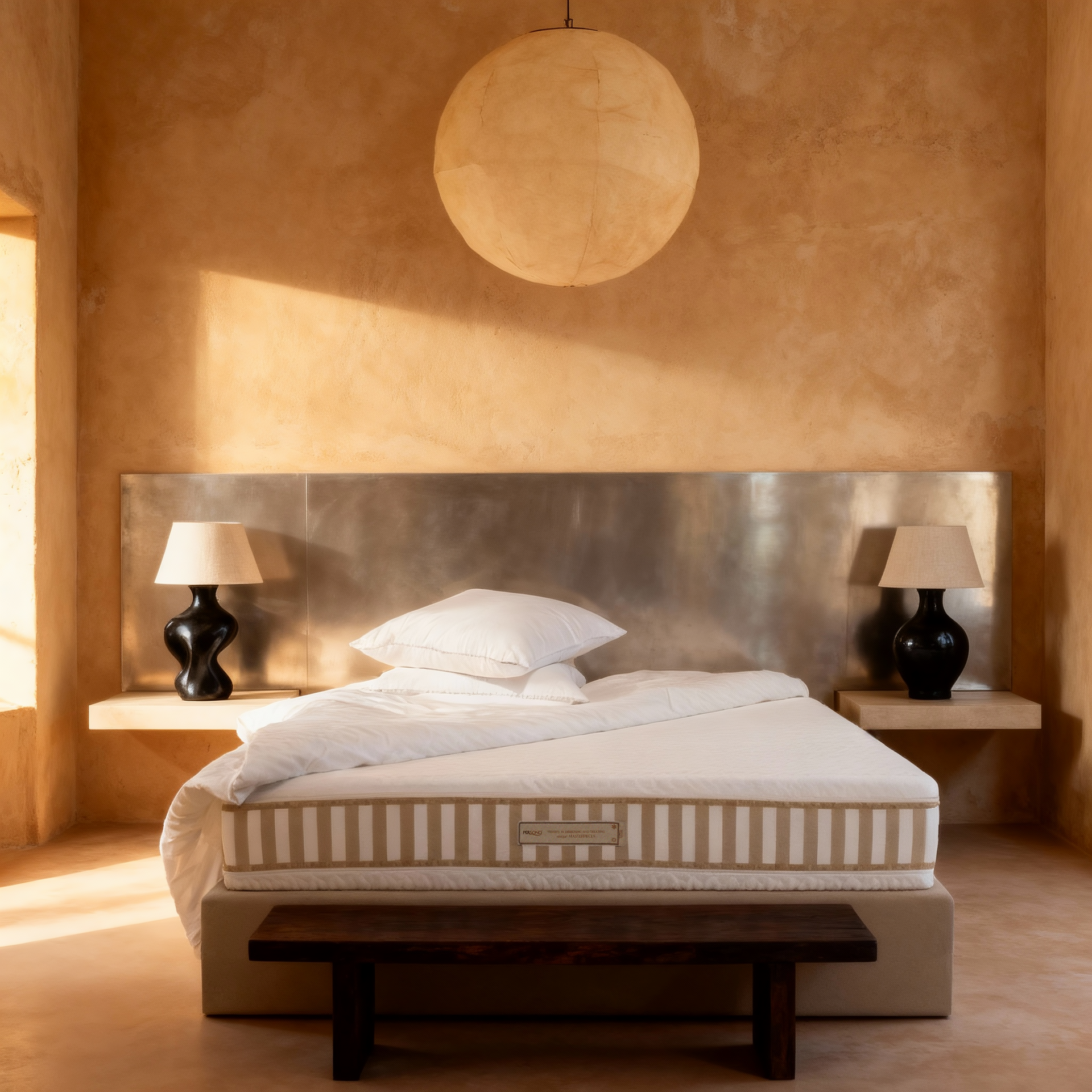 quarto contemporâneo decorado com cama persono e colchão de gama alta para descanso personalizado