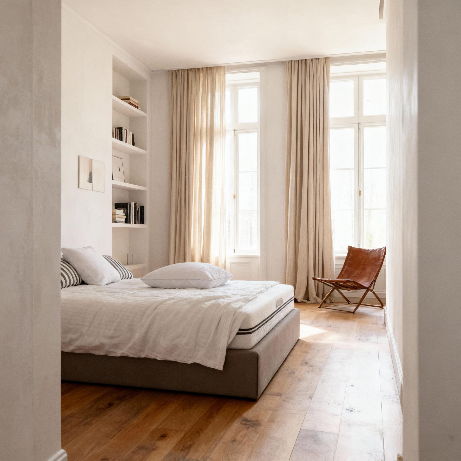 quarto contemporâneo decorado com cama persono e colchão de gama media para descanso personalizado