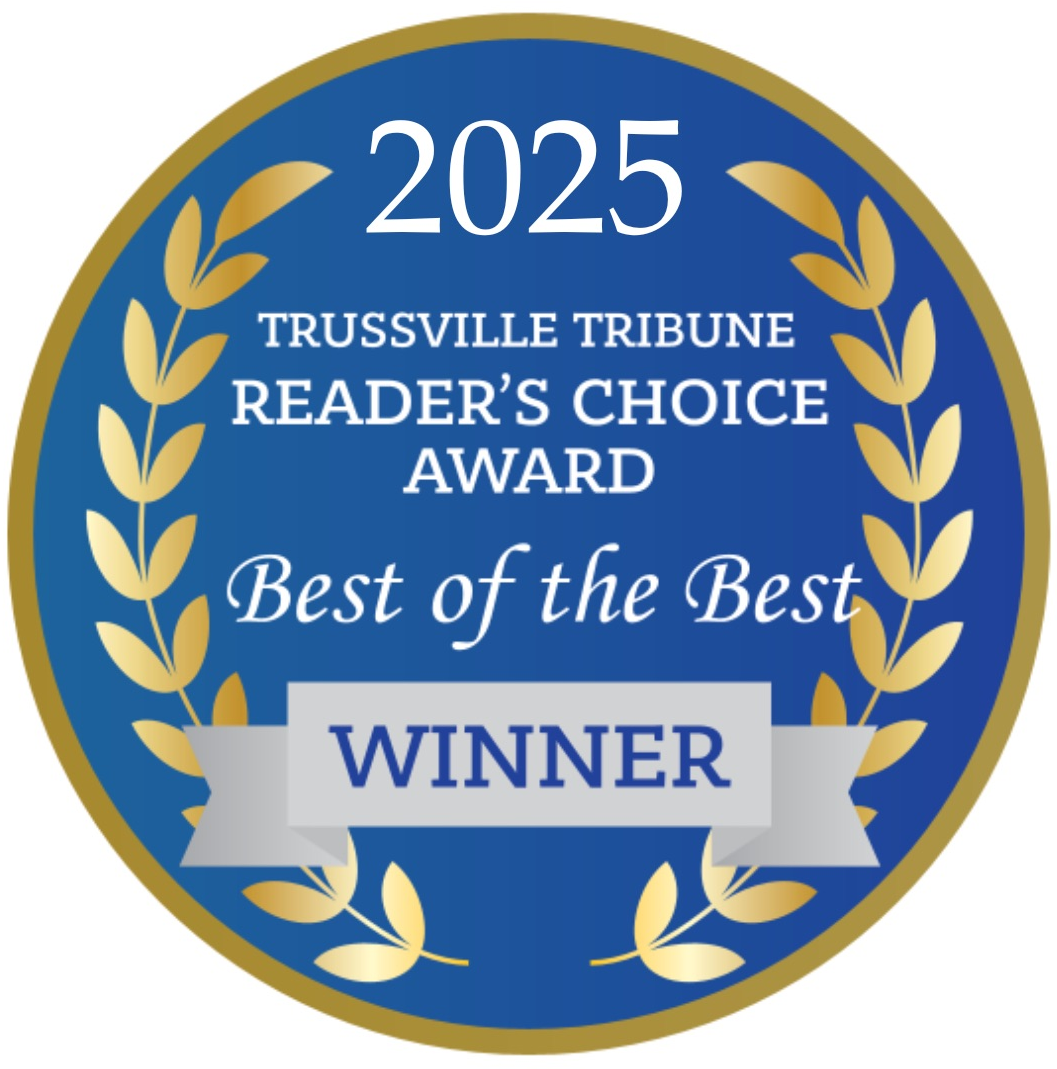 2025 Trussville Tribune Reader’s Choice Award badge, blue and gold, “Best of the Best Winner”
