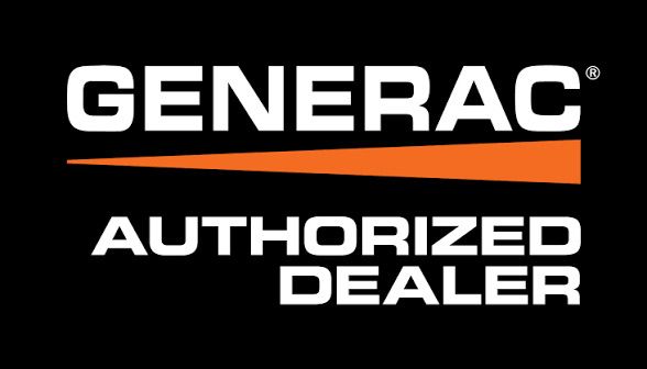 Generac Authorized Dealer logo in white text with an orange accent on a black background
