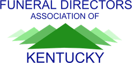Funeral Directors Association of Kentucky logo with green mountains and blue text
