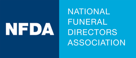 NFDA logo with National Funeral Directors Association text on blue background