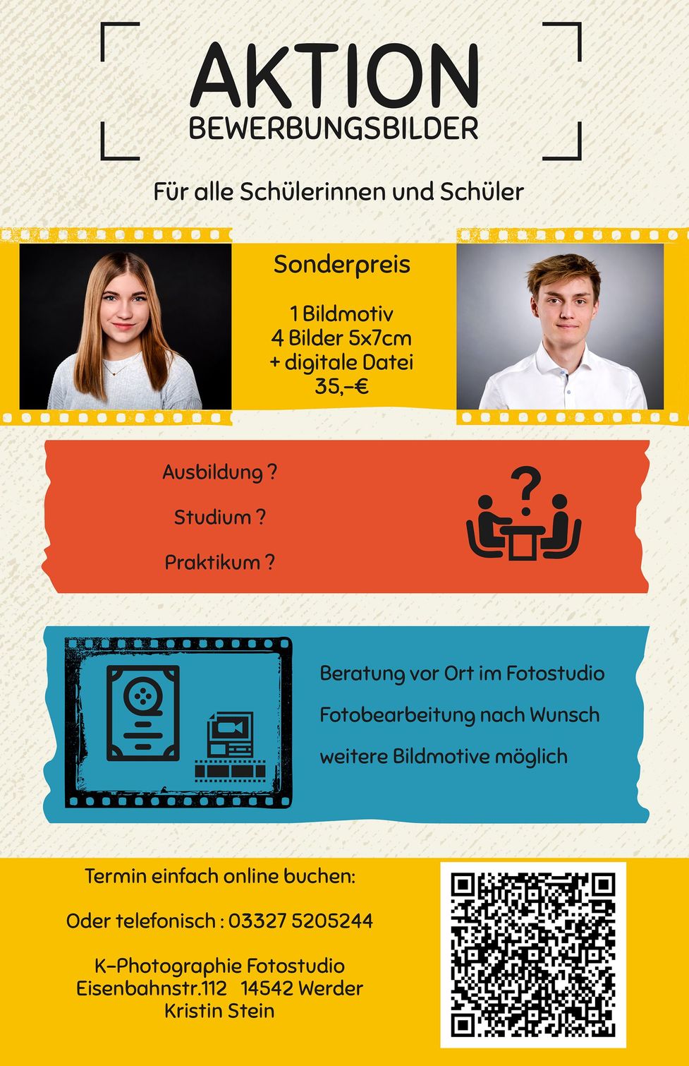 Aktion Bewerbungsbilder für Schülerinnen und Schüler
