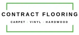 The logo for contract flooring carpet , vinyl , hardwood.