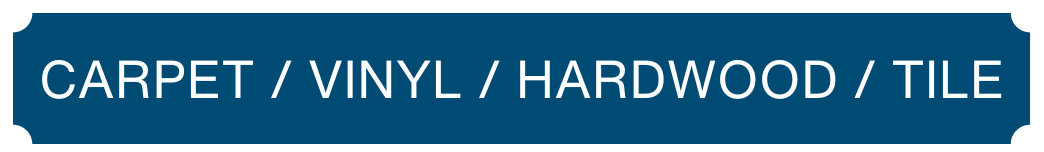 A blue sign that says carpet / vinyl / hardwood / tile