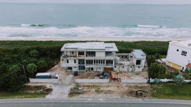 Newly built single-family home under construction in Jacksonville, Florida
