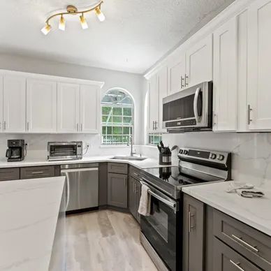 kitchen with white countertops