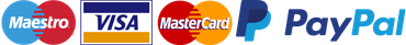 Maestro visa mastercard and paypal logos on a white background