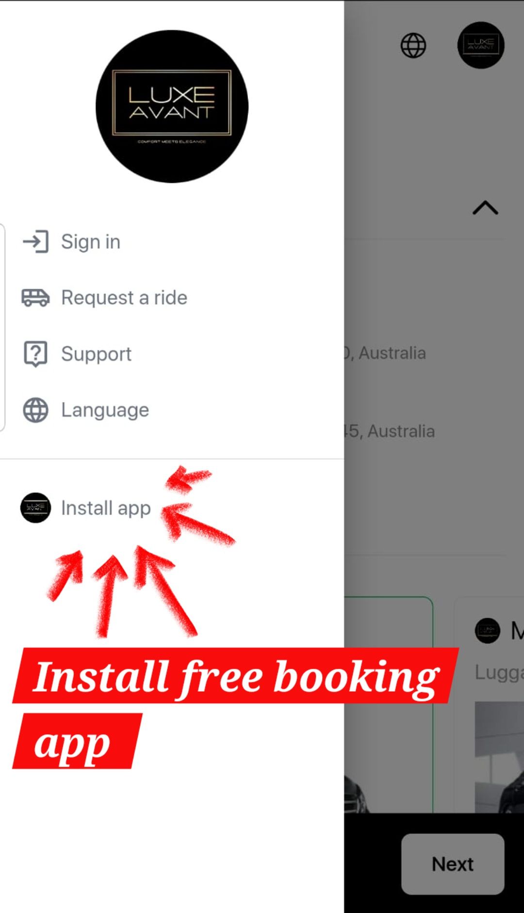 install  Luxe Avant app