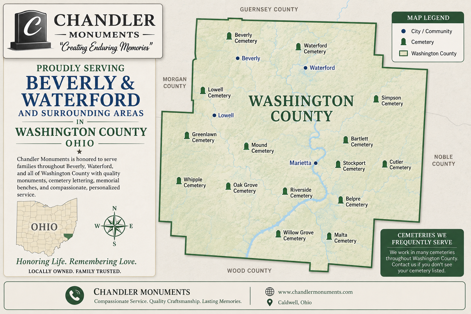 Headstones & Monuments in Beverly & Waterford, Ohio | Chandler Monuments