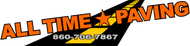 All Time Paving logo with orange and black text, star graphic, and phone number 860-706-7867