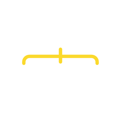 Yellow horizontal slider with a vertical line in the middle and curved ends.