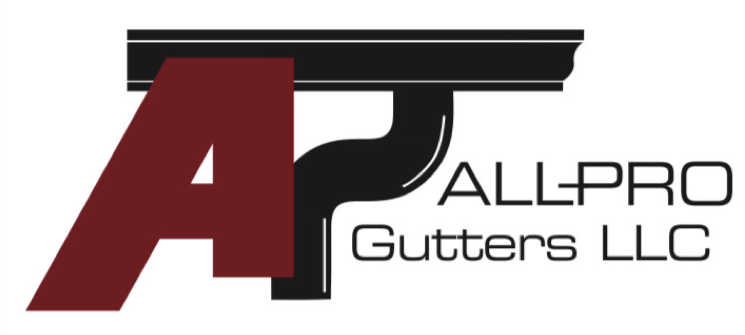 the logo for all pro gutters llc is red and black