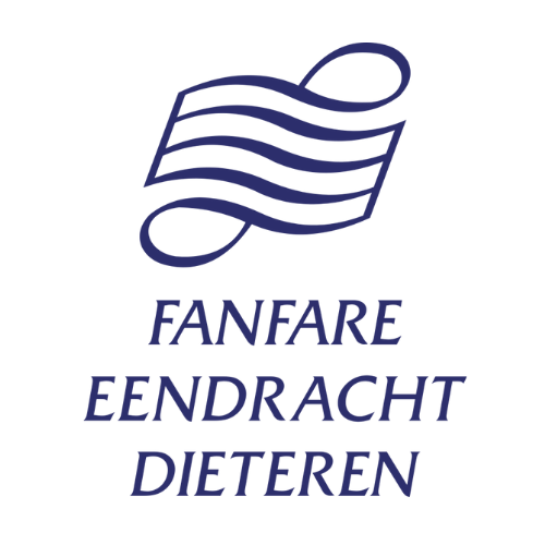 Logo for Fanfare Eendracht Dieteren: a blue abstract design above text in the same color.