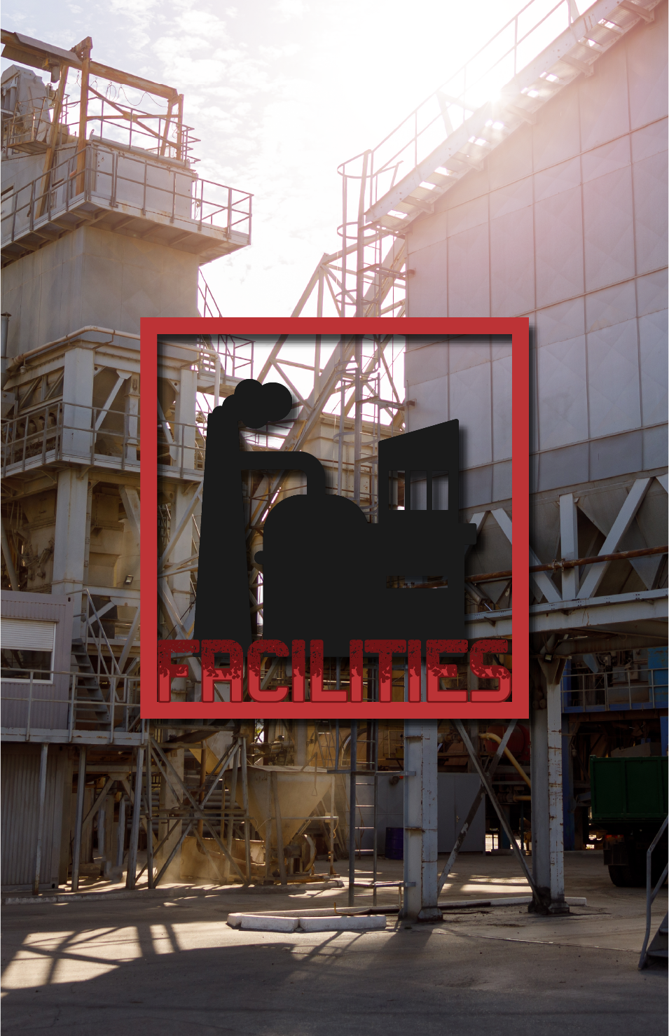 a picture of a factory with the word facilities on it for SBM