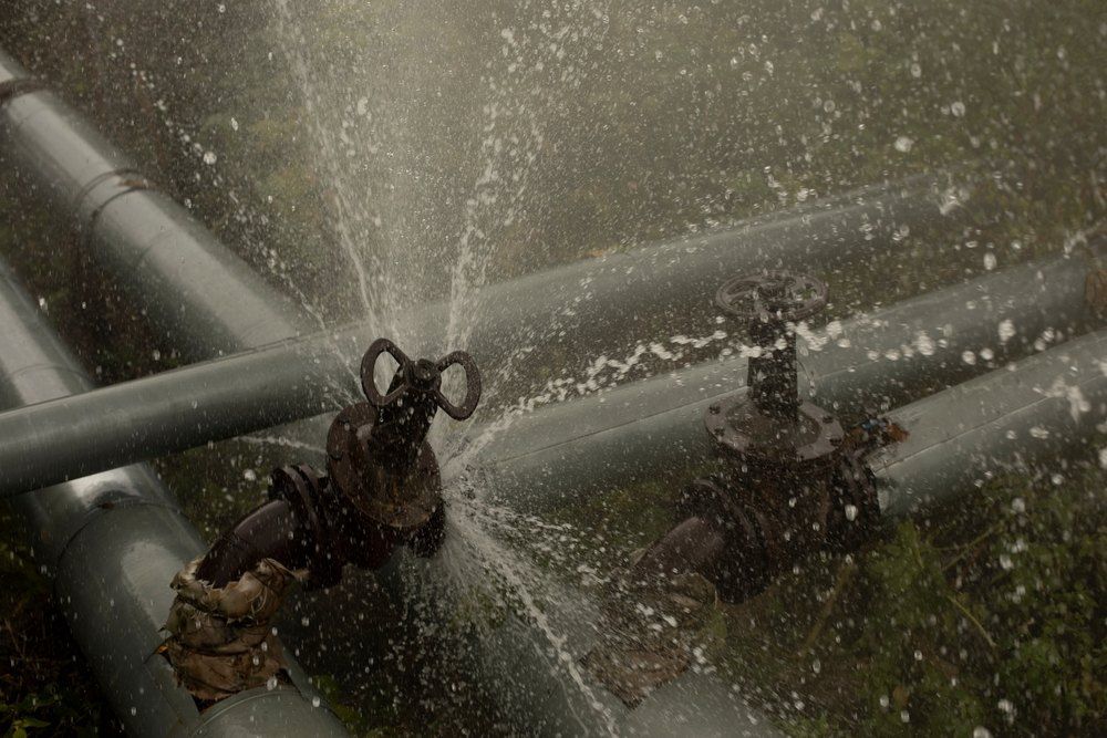 A Sprinkler is Spraying Water From a Pipe in the Rain — TCP Plumbing in Grafton, NSW