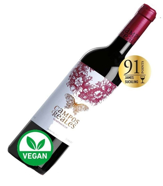 A bottle of campos reales wine is vegan