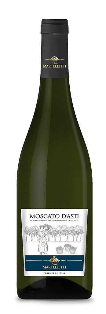A bottle of wine with a white label on a white background.