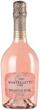 A bottle of prosecco rose is on a white background.