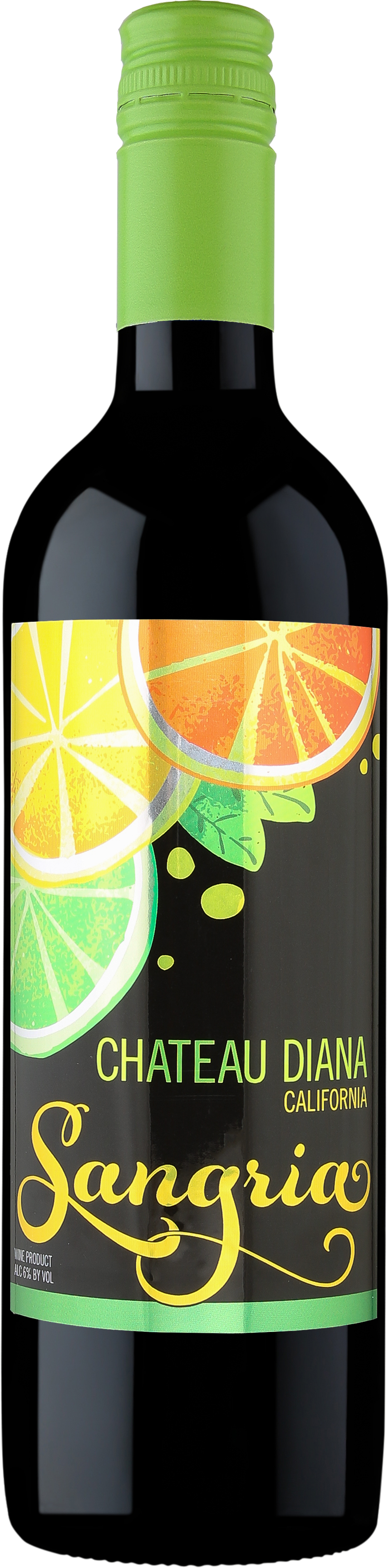 A bottle of wine with a lemon , lime , and orange slices on the label.
