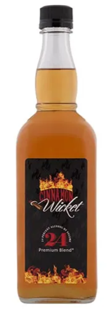 A small bottle of whiskey with a black label