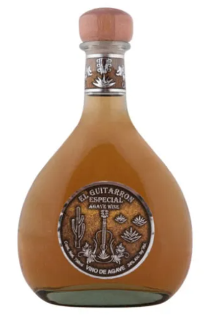 A bottle of el guitarron especial tequila on a white background