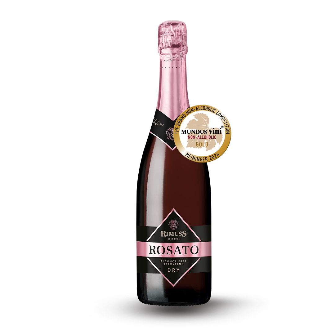 A bottle of rosato wine with a gold medal on it