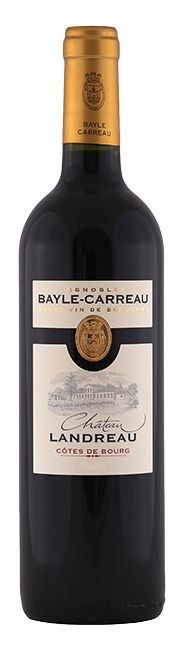 A bottle of red wine with a gold cap on a white background.