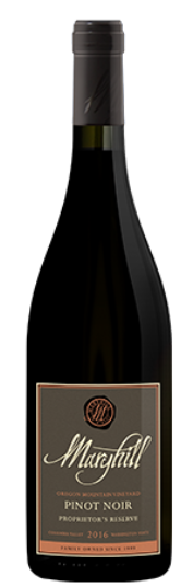 A bottle of marshall pinot noir wine on a white background