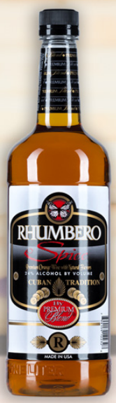 A bottle of rhumbero sits on a table