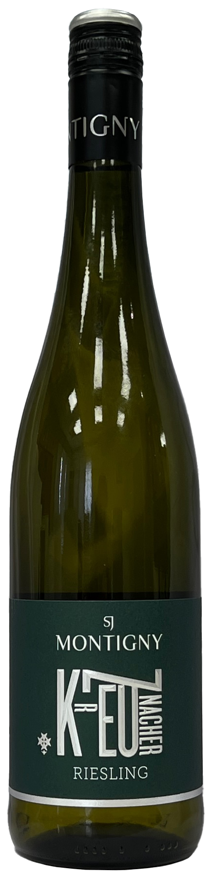 A close up of a bottle of wine on a white background.