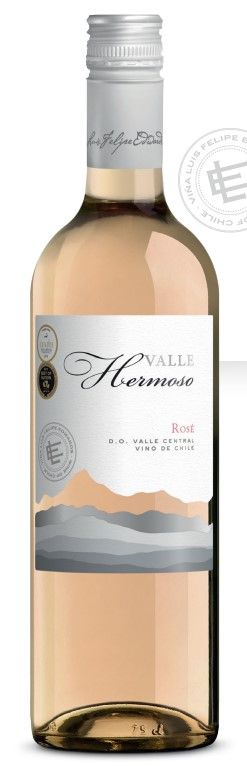 A bottle of wine with a white label on it