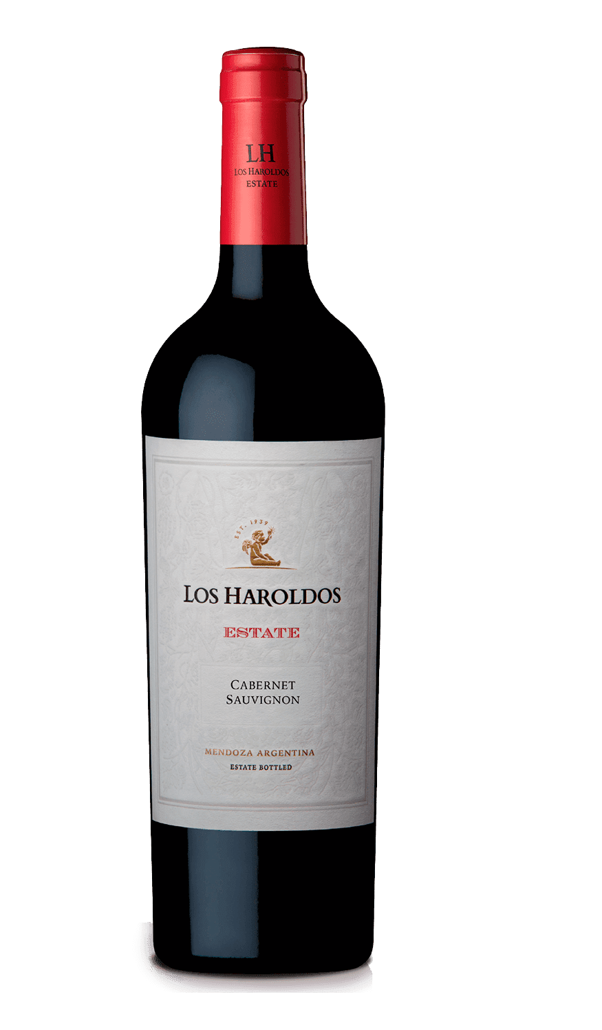 A bottle of los farchos wine with a red cap