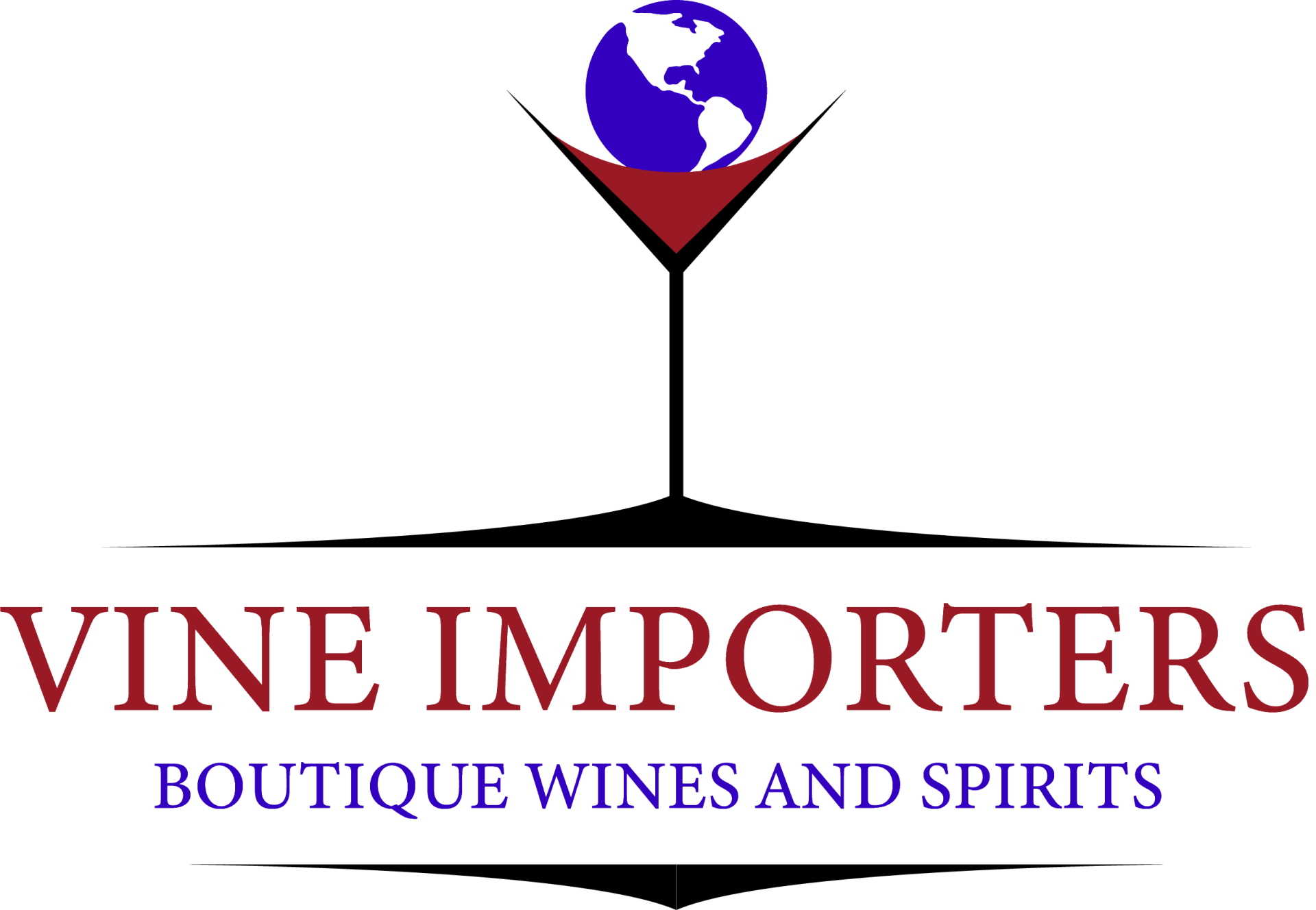 A logo for vine importers boutique wines and spirits