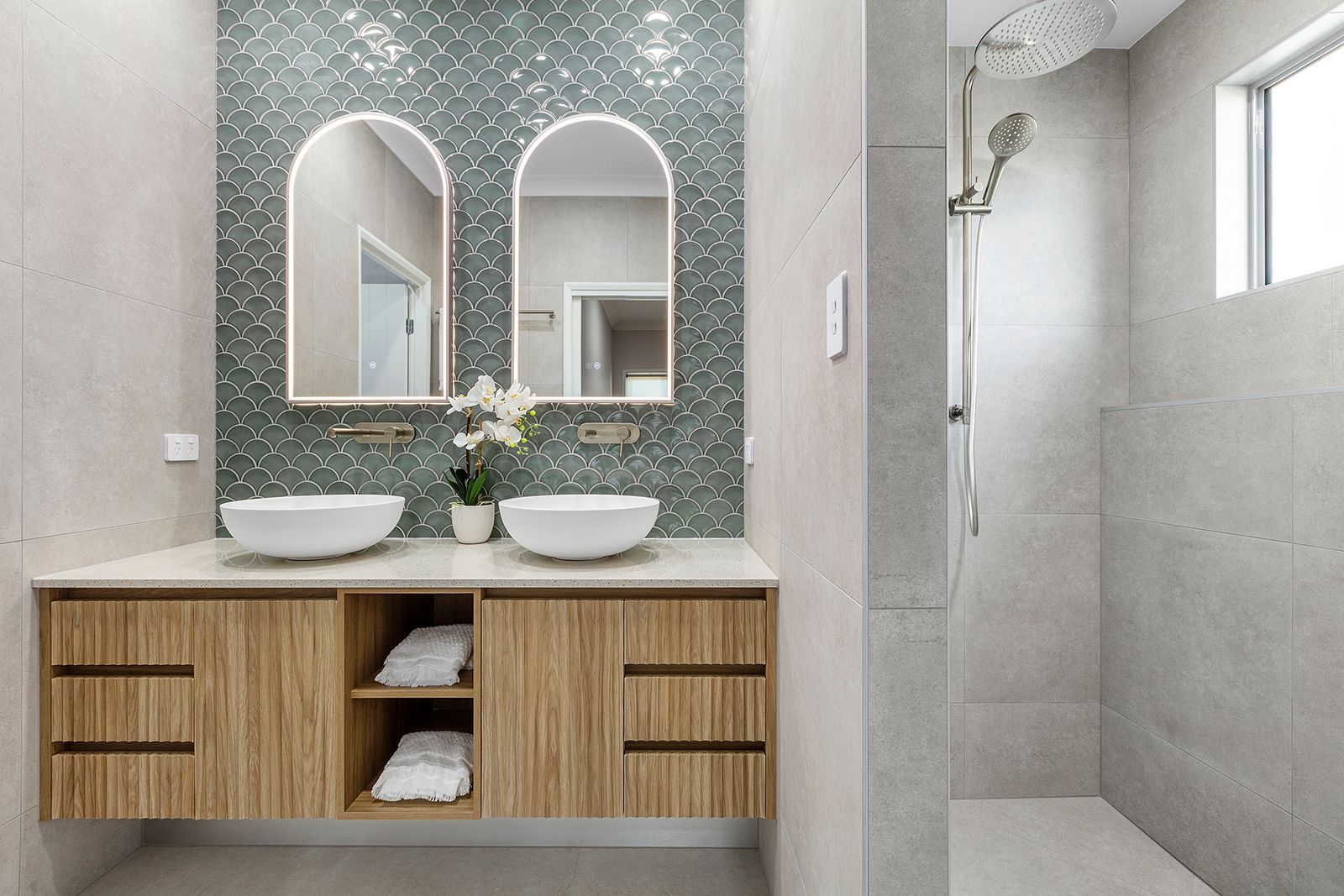 A Bathroom With Two Sinks And Two Mirrors — City Cabinetmakers in Airlie Beach, QLD
