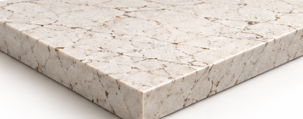 Close-up Of A Beige, Speckled Stone Slab With A Polished Edge — City Cabinetmakers in Mackay, QLD