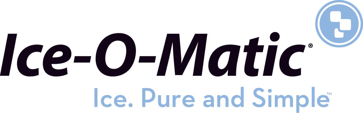 The logo for ice-o-matic ice pure and simple