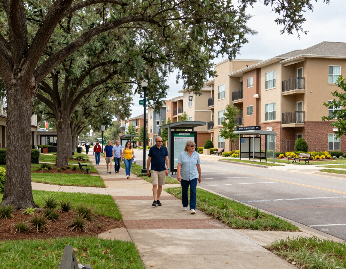 Walkable neighborhood near parks, shops, and transit