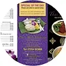 Thai restaurant menu with special of the day, featuring a dish with rice and vegetables on a plate.